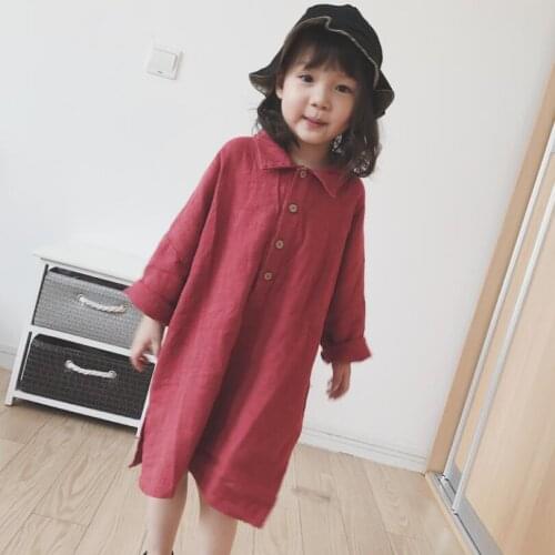 2018 Spring Fall Casual Baby Toddler Clothes Long Sleeve Turn-down Collar Girls Dress Blouse Shirt Kids Dresses for Girl JW4243