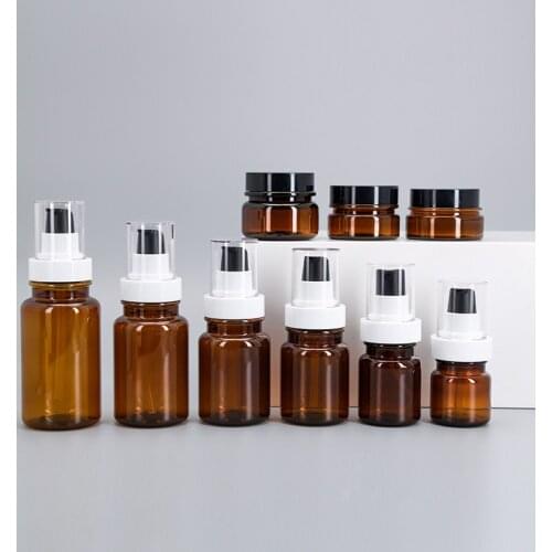 Empty Pump Bottle Lotion Amber Lucifugal Plastic PET Atomizer Spray Bottle Travel Portable Face Cream Jar Cosmetic Container