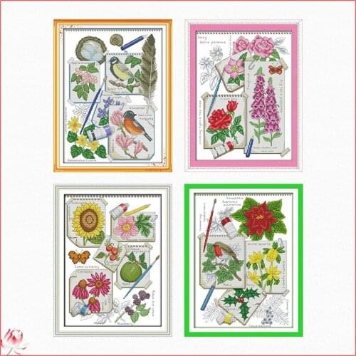 Joy Sunday Draw The Four Seasons Cross Stitch Kit 14ct 11ct Needle And Thread Embroidery Set DIY Handmade Needlework Home Deco