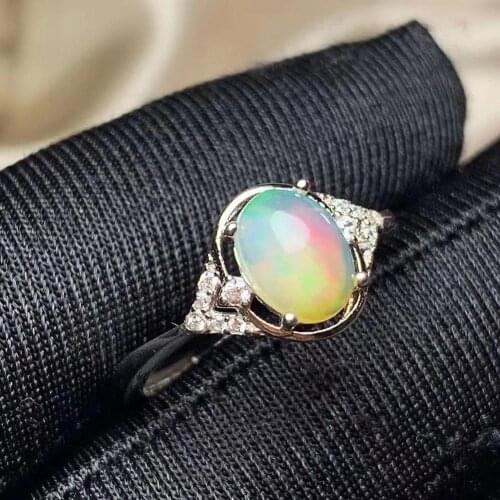 The Best Gift For your mother Real Natural Opal Ring Solid 925 Sterling Silver For Women Colour Gem Stone Rings Fine Jewelry