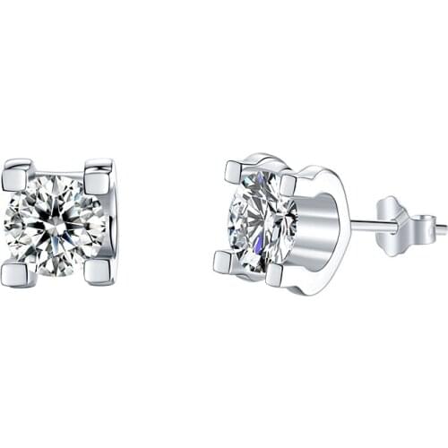 BOEYCJR 925 Silver 0.5/1/2ct D color Moissanite VVS Fine Jewelry Diamond Stud Earring With national certificate for Women Gift
