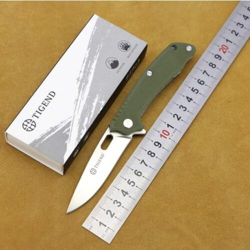 TIGEND 1809 Flipper folding knife D2 blade G10 + steel handle camping hunting outdoor survival pocket Kitchen knives EDC tools