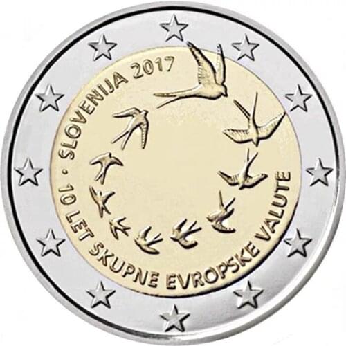 Slovenia 10th anniversary of joining the EU in 2017 100% Real Genuine Original Coin,comemorative Collection Coins