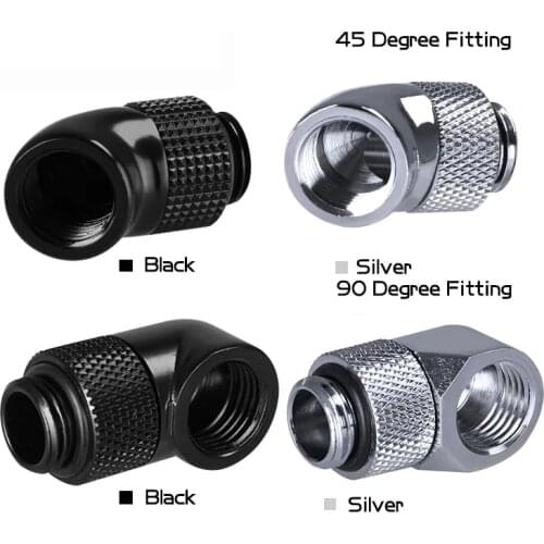 Azieru AU-RD45-X/AU-RD90-X, 45 D/90 D Totating Connector, Female-Male Rotate Fitting Rotatable Elbow For PC Water Cooling G1/4