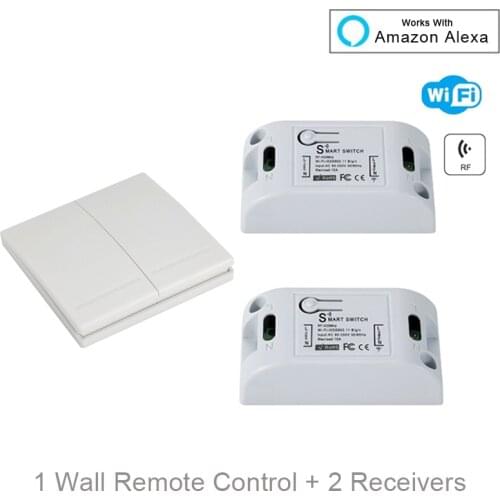 QIACHIP WiFi Smart Switch Receiver Module 433Mhz 110V 220V Smart Home Remote Control Wall Light Switches Work With Amazon Alexa