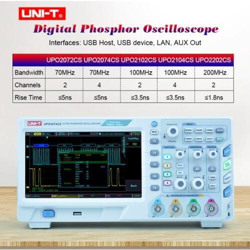 UPO2000CS Phosphor Oscilloscope 70-100MHz bandwidth;1GS/s sampling rate;28Mpts memory depth 50,000wfms/s waveform capture rate