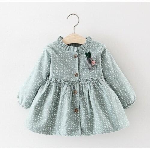 Little Girls Clothing Plus Velvet Long Sleeve Kids Dresses for Girl Fashion Flower Print Princess Party Dress Newborn Baby Dress