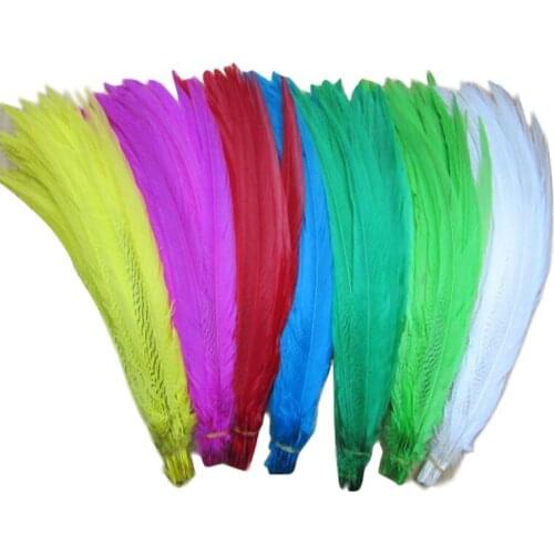 YOYUE 50-55CM 20-22 Inch Silver Pheasant Tail Feathers DIY Wedding Decorations lady amherst white silver chicken feather plume