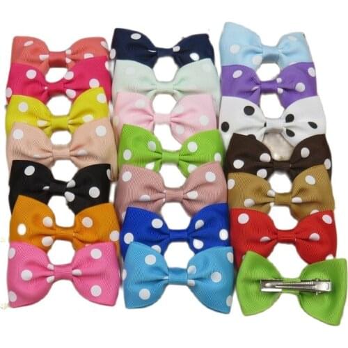 1PCS Dots Solid Grosgrain ribbon Hairpins Bow For Girl Bohemian Headband Clips Scrunchy Fashion Kid Hair Accessories For Women