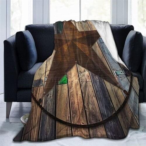Western Texas Star On Rustic Brown Navajo Cubre Camara Green Throw Blanket 3D Print On Demand Sherpa Super Comfortable For Sofa