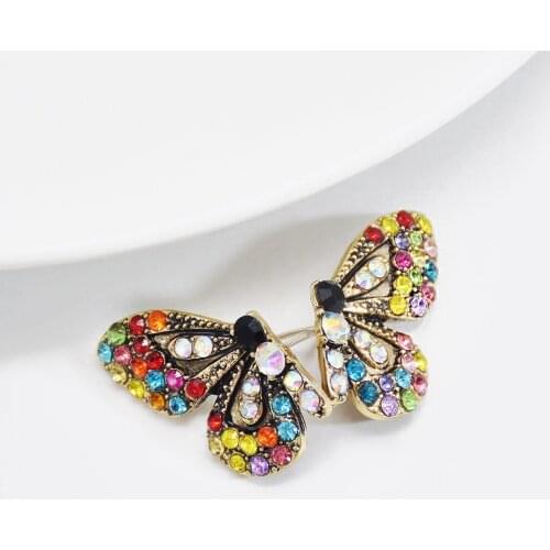 Cute Small Full Crystal Butterfly Stud Earrings for Women Girl Multicolors Blue Purple Rhinestone Insect Earring Party Jewelry