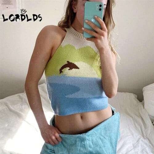 LORDLDS Green Cute Cropped Tops Women Summer Casual Knitted Sleeveless Off Shoulder Tank Top Ladies Y2K Fashion Beachwear