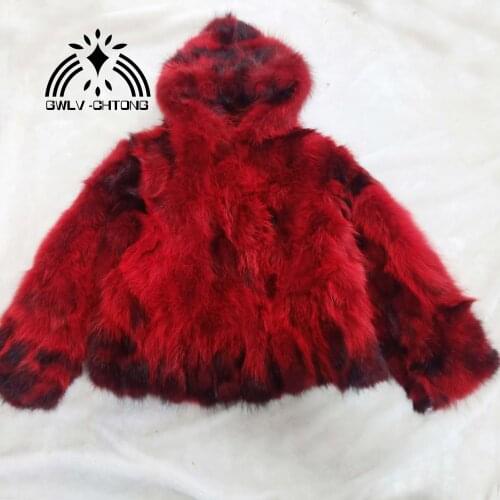 Real genuine natural raccoon fur coat with hood women fashion thick warm winter overcoat outwear