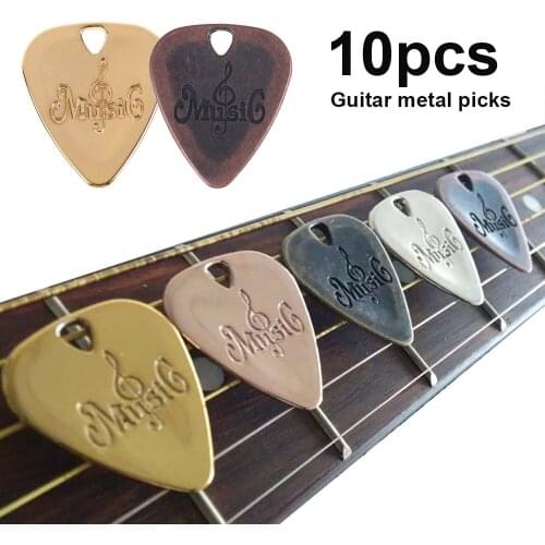 10pcs Acoustic Electric Classical Folk Guitar Picks Ukulele Banjo Bass Plectrums Zinc Alloy Metal