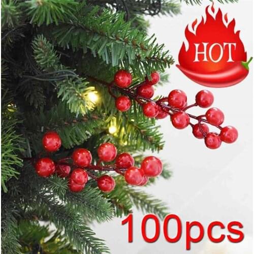 100 Pcs Mini Artificial Cherry Simulation Small Cherry Foam Plastic Fake Fruit Model Party Kitchen Wedding Christmas Decoration