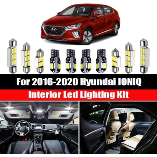 12Pcs Interior LED For Hyundai IONIQ 2016 2017 2018 2019 2020 Canbus Vehicle Bulb Indoor Dome Map Reading Light Lamp Kit