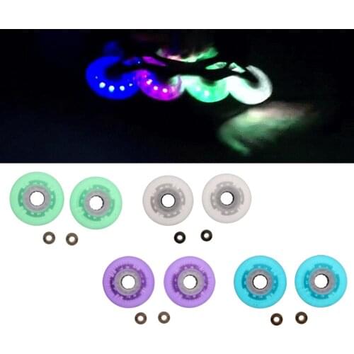2 Pieces 92A 76mm LED Lights Flashing Inline Skate Roller Skating Wheels Slalom Scooter Parts Accessories Durable 4 Colors