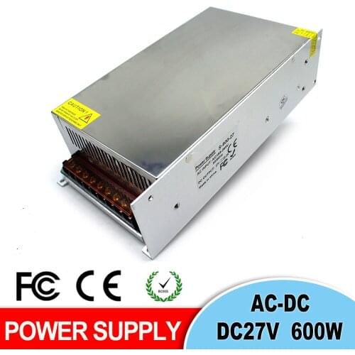 600W 27V 22.2A LED Strip CNC 3D Print Small Volume Single Output Transformer AC To DC Switching power supply