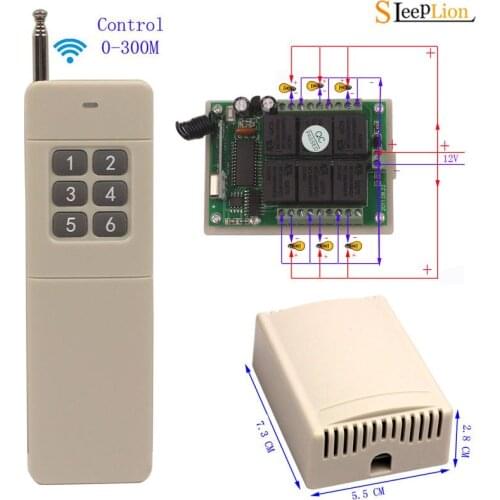 Sleeplion 12V Relay 6CH Channel Wireless Switch RF Remote Control Switch Garage Opener 6CH 300M Rang Controller Transmitter Kit