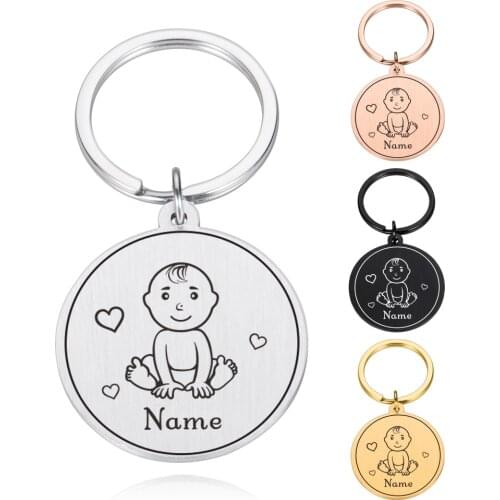 Baby Keychain Custom Original Keychain Custominzed Name for Newborn Commemorate Baby Personalized Gifts for Dad Mom Key Ring