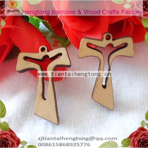 50PCS/PACK natural wood rosary accessory, rosary cross pendant, small t shape cross, rosary part without any varnish