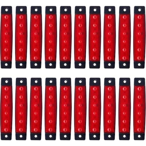 Fuleem Universal 20PCS RED 6 LED Side Marker Lights Rear Side Marker Lamp Led Marker Lights for Trucks 12V Waterproof