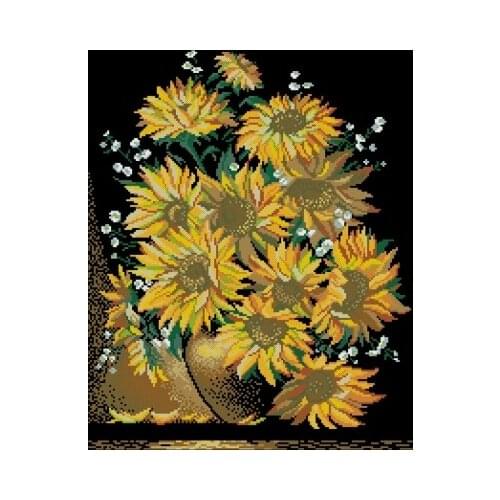 HB-086 Summer flowers black fabric counted unrinting on canvas Chinese Cross Stitch kit needlework Set embroidery