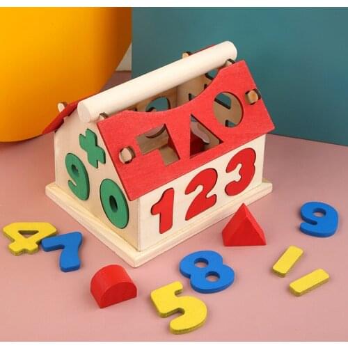 Infant Baby Intelligence Toys 0-1-2-4 Years Old Early Education Puzzle Shape Matching Toy Building Blocks Digital House