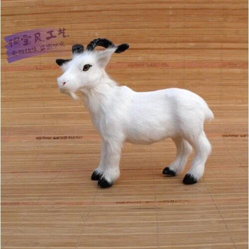 Simulation white sheep toy real fur goat 19x9x16cm model ornament prop home decoration gift h1495