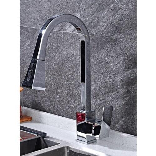Kitchen Faucets Silver Single Handle Pull Out Kitchen Tap Single Hole Handle Swivel 360 Degree Water Mixer Tap Mixer Tap
