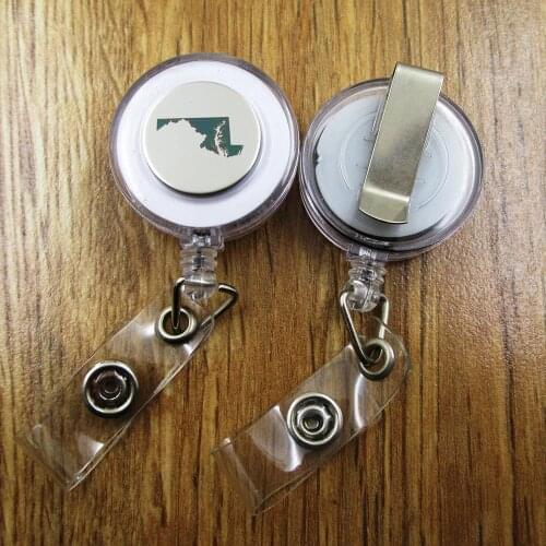 Maryland ID Badge Reel gift for him/her friend family retractable recoil id badge holder work fun