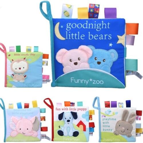 Soft 3D Baby Cloth Book Newborn Early Educational Quiet Book Infant Cognitive Can Bite Reading Matter Ring Paper Rattles Book