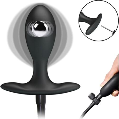 Inflatable Huge Anal Butt Plug Built-in Steel Ball Women Vaginal Anal Dilator Expandable Silicone Men Prostate Massager Sex Toys
