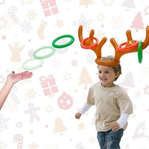 Inflatable Reindeer Antler Ferrule Toss Game for Christmas Fun Games Children Interactive Toys for Family Kids