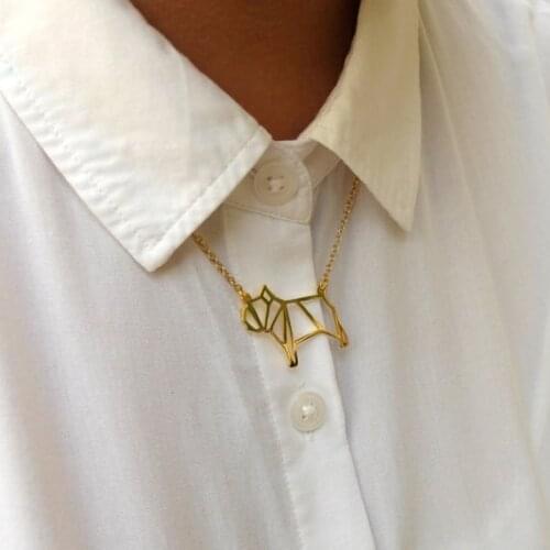 New Trendy Gold Silver Personalized Bulldog Origami Necklace Animal Pendant Hunger Games Necklace Women Best Friend