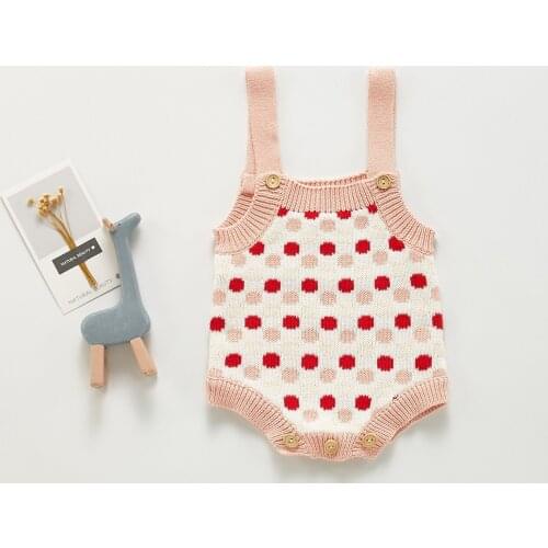 New Baby Girl Knit Bodysuit Cotton Newborn Toddler Knitted Clothes Dot Jumpsuit Baby Girl Overalls 2021 Autumn Bodysuits Outfits