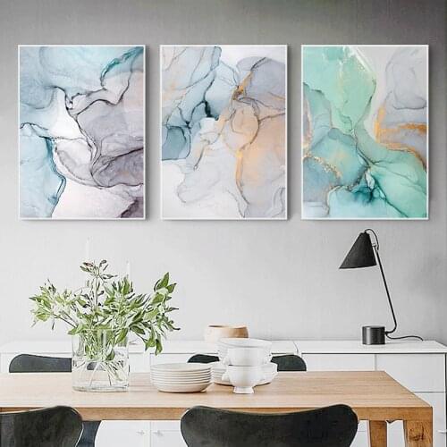 Poster Decorative Marble Abstract Canvas Painting Alcohol Ink Posters And Prints Wall Pictures Geometric Print Living Room Decor
