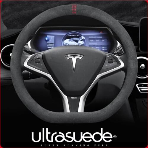 Suitable For Tesla Model 3 Steering Wheel Cover Leather Model X Model S Model Y Alcantara Car Steering Wheel Cover