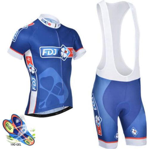 Pro Team FDJ 2021 Cycling Jersey 20D Bib Set MTB Uniform Bike Clothing Quick Dry Bicycle Wear Clothes Mens Short Maillot Culotte
