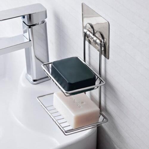 Soap Rack Double Free Punch Bathroom Storage Racks Suction Cup Creative Wall-Mounted Soap Rack High Quality Drain Soap Racks