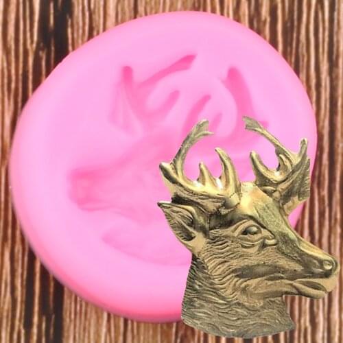 3D Deer Head Cake Silicone Mold Fondant Chocolate Candy Gumpaste Molds Cupcake Baking Decorating Tools