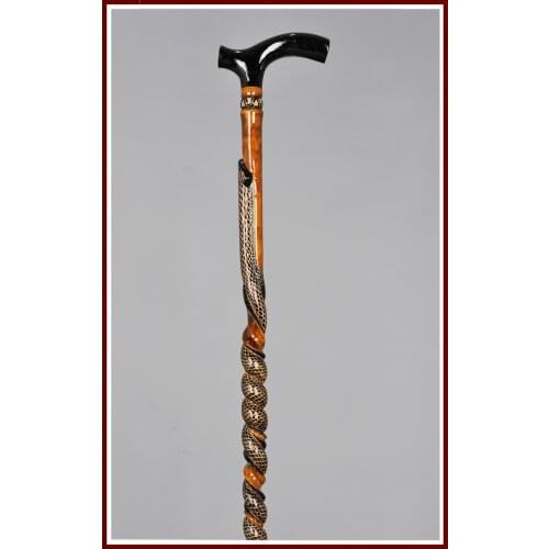 Stylish Walking Stick Cane,Snake,Special Design,Luxury,Wood Relief,Cranberry, Wood, craft, Hand Carved,Walker,Balancing,Turkey