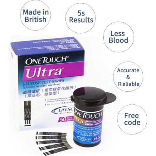 One Touch Ultra Blood Glucose Test Strips 25/50/100pcs Diabetes Tester Blood Sugar Detection Glucometer