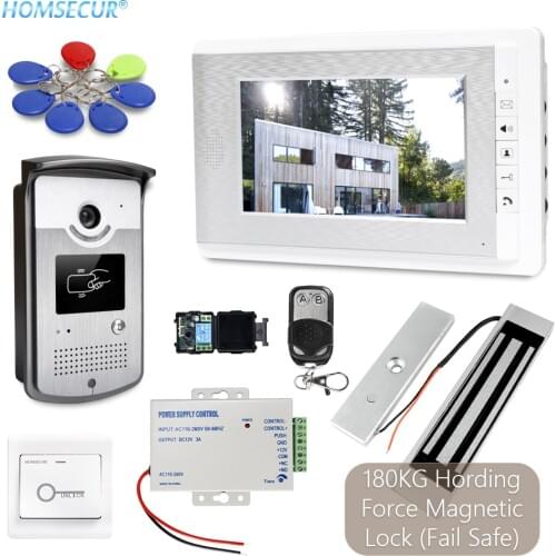 HOMSECUR Wired 7" Video Door Phone Intercom Doorbell System 1 Monitor 1 RFID Camera+180KG Electric Magnetic Lock FREE SHIPPING