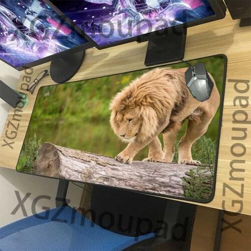 XGZ Animal Lively Lion Large Gaming Mouse Pad Black Lock Edge Office Computer Keyboard Desk Mat Natural Rubber Non-slip Xxl