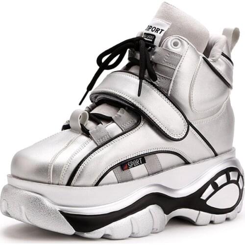 Women Multi-Colors High& Low Top Sport Wedge Casual Hidden High Heel Platform Shoes Sneakers 11Colors Korean Style Punk Gothic