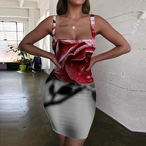 Giyu Brand Rose flower Dress Women Leaf Vestido Sexy Cool Sundress Harajuku Ladies Dresses Womens Clothing Mini Evening New Boho