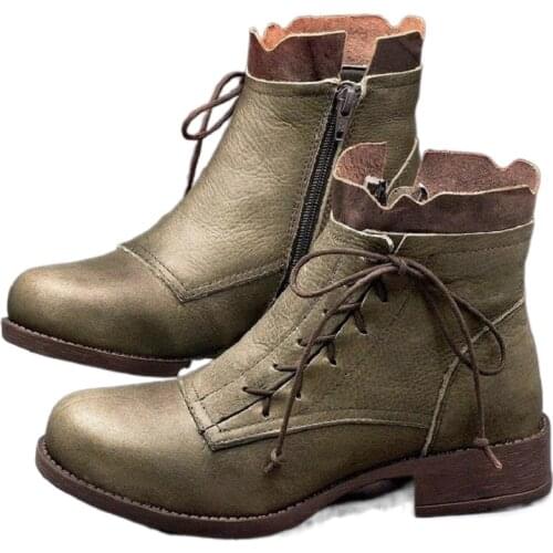 Winter Womens Boots Large Size Thick-soled Female Martin Boots 2021 Retro Solid Color Decorative Straps Boots Botas De Mujer