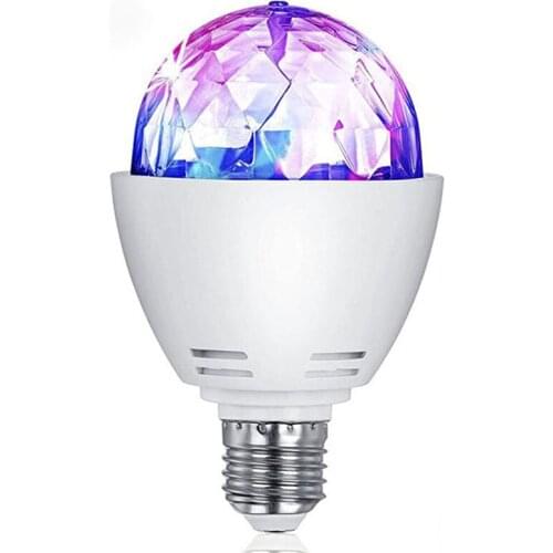 Sound Activated 3W E27 RGB Magic Crystal Ball Disco Party Lights Auto Rotating LED Bulb Stage Light Projector For DJ Party Show