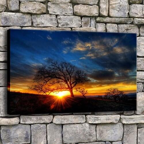 Modern Artwork 1 Piece Nature Scenery Painting On The Wall Decor And On Canvas Print Type Beautiful Earth Tree Sunset Picture